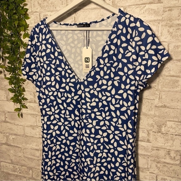 Nwt NORACORA Shirt‎ Dress Blue and White Print Pattern Dress Size Large - Picture 5 of 5
